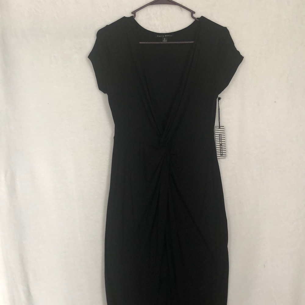 Black low cut midi dress